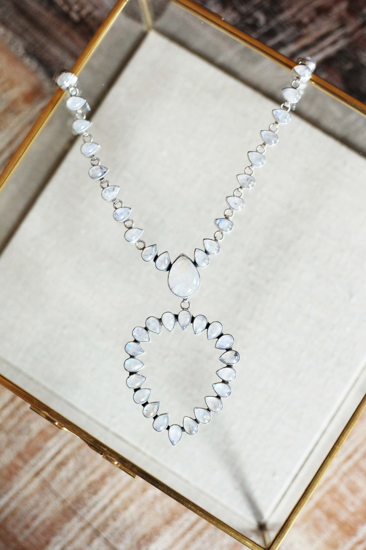 LOTUS BLOSSOM RAINBOW MOONSTONE NECKLACE