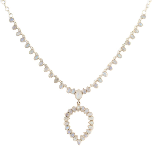 LOTUS BLOSSOM RAINBOW MOONSTONE NECKLACE
